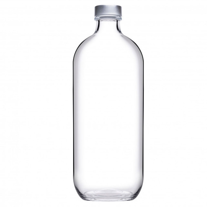 Tradineur - Botella de vidrio de 1 litro, tapón de acero, agua fría o caliente, bebidas, té helado, limonada, frigorífico, campi Tradineur - Botella de vidrio de 1 litro, tapón de acero, agua fría o caliente, bebidas, té helado, limonada, frigorífico, campi