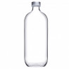 Tradineur - Botella de vidrio de 1 litro, tapón de acero, agua fría o caliente, bebidas, té helado, limonada, frigorífico, campi