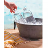 Tradineur - Botella de vidrio de 1 litro, tapón de acero, agua fría o caliente, bebidas, té helado, limonada, frigorífico, campi