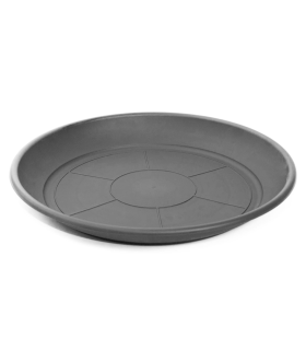 Pack de 6 platos de plástico gris para macetas de 50-60 cm "Mediterránea", bandejas, platillos redondos para tiestos de interior, exterior, jardín, terraza o balcón