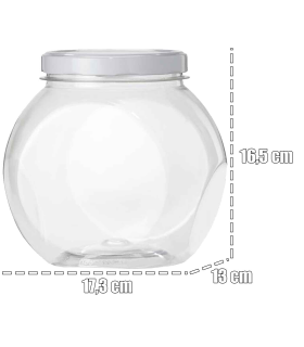 Tradineur - Tarro de plástico - Incluye tapa metálica - Ideal para la conservación de tus alimentos - Capacidad de 2,1 Litros - 16,5 x 17,3 x 13 cm