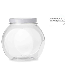 Tradineur - Tarro de plástico - Incluye tapa metálica - Ideal para la conservación de tus alimentos - Capacidad de 2,1 Litros - 16,5 x 17,3 x 13 cm