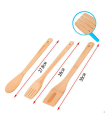 Tradineur - Set de 3 utensilios de cocina de bambú, paleta, tenedor y cuchara, incluyen agujero para colgar, material sostenible - 30 cm