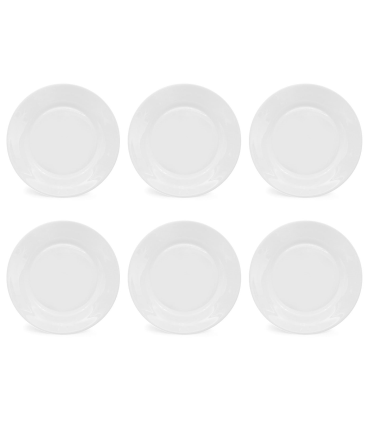 Tradineur - Pack de 6 platos de postre, vidrio opal, modelo Toledo, resistentes, vajilla de cocina, aptos para lavavajillas (Blanco - Ø 20 cm)