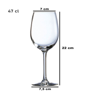 Tradineur - Set de 6 copas de vino de cristal, diseño sofisticado y elegante, aptas para lavavajillas, restaurante, hogar (47 cl, 22 x 7 cm)