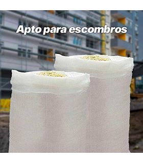 Tradineur - Pack de 4 sacos de rafia, escombro, bolsas reforzadas para jardín, obra, contrucción, reutilizables, resistentes (Blanco, 55 x 85 cm)