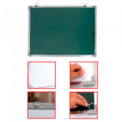 Tradineur - Pizarra magnética de doble cara - Marco de Aluminio - Facil de borrar y colocar - Ideal para colegios, oficinas - 50