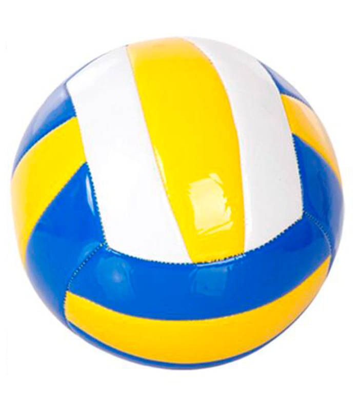 Tradineur - Balón de voleibol, diseño de franjas de colores, tacto suave, pelota, deportes de equipo (Tamaño 5 - Ø 21 cm - Amarillo, azul y blanco)