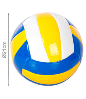 Tradineur - Balón de voleibol, diseño de franjas de colores, tacto suave, pelota, deportes de equipo (Tamaño 5 - Ø 21 cm - Amarillo, azul y blanco)