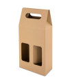 Tradineur - Pack de 5 cajas de cartón con ventanas, aptas para 2 botellas de vino, incluyen asa, guardar, regalar, envolver champán, Navidad, 41 x 18 x 9 cm