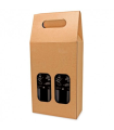 Tradineur - Pack de 5 cajas de cartón con ventanas, aptas para 2 botellas de vino, incluyen asa, guardar, regalar, envolver champán, Navidad, 41 x 18 x 9 cm