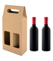 Tradineur - Pack de 5 cajas de cartón con ventanas, aptas para 2 botellas de vino, incluyen asa, guardar, regalar, envolver champán, Navidad, 41 x 18 x 9 cm