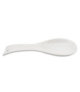 Tradineur - Soporte para cuchara, reposacucharas de cerámica, fácil de limpiar, utensilios de cocina (Blanco - 24,5 x 7,2 x 2,5 cm)