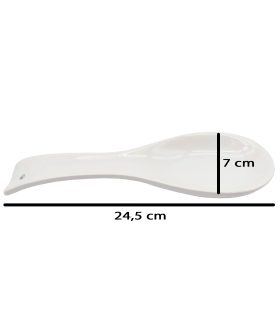 Tradineur - Soporte para cuchara, reposacucharas de cerámica, fácil de limpiar, utensilios de cocina (Blanco - 24,5 x 7,2 x 2,5 cm)