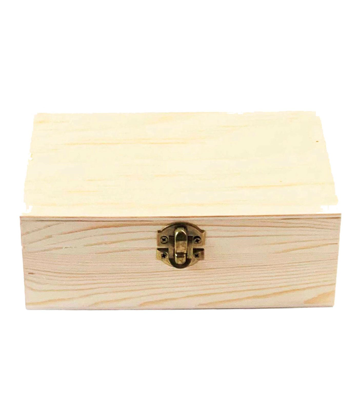 Caja de madera rectangular con cierre metálico 18 x 14 x 8 cm. Caja, cofre para decorar con tapa, almacenaje objetos de valor, joyas