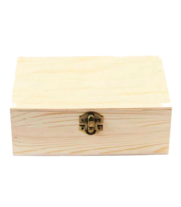 Caja de madera rectangular con cierre metálico 18 x 14 x 8 cm. Caja, cofre para decorar con tapa, almacenaje objetos de valor, joyas