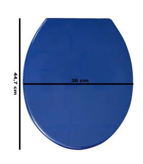 Tradineur - Tapa WC universal, asiento de polipropileno para inodoro, bisagras ajustables, montaje rápido, fácil de limpiar (Azul marino, 44,7 x 38 cm)