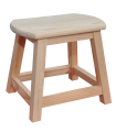 Tradineur - Taburete de madera maciza natural sin tratar 29,6 x 34,7 x 27 cm, banqueta rústica, asiento infantil, reposapiés