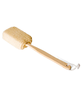 Esponja de baño con mango de madera, fibra de sisal, cepillo de ducha de mano, mango largo, masaje o exfoliación de cuerpo, 37 cm