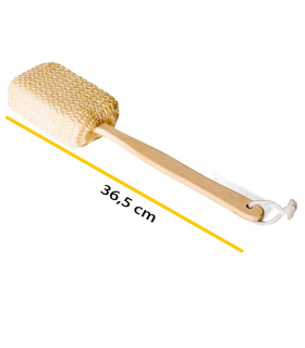 Esponja de baño con mango de madera, fibra de sisal, cepillo de ducha de mano, mango largo, masaje o exfoliación de cuerpo, 37 cm