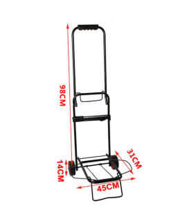 Carro portamaletas de acero plegable 98 x 45 x 31 cm, ruedas de 14 cm, carrito de mano para viajes con pulpo elástico, plataforma de transporte para mover objetos