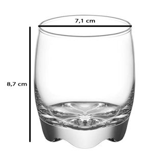 Tradineur - Set de 6 vasos de cristal "Adora", base gruesa, resistentes, aptos para lavavajillas, servir agua, whisky, 8,7 x 7,1 cm, 290 ml