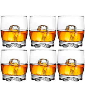 Tradineur - Set de 6 vasos de cristal "Adora", base gruesa, resistentes, aptos para lavavajillas, servir agua, whisky, 8,7 x 7,1 cm, 290 ml