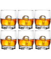 Tradineur - Set de 6 vasos de cristal "Adora", base gruesa, resistentes, aptos para lavavajillas, servir agua, whisky, 8,7 x 7,1 cm, 290 ml