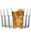 Tradineur - Set de 6 vasos altos de cristal "Aras", clásicos, base gruesa, resistentes, aptos para lavavajillas, refrescos, agua, bebidas - 11,9 x 7,7 cm - 300 ml