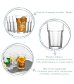 Tradineur - Set de 6 vasos altos de cristal "Aras", clásicos, base gruesa, resistentes, aptos para lavavajillas, refrescos, agua, bebidas - 11,9 x 7,7 cm - 300 ml