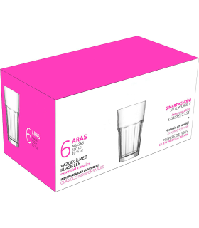 Tradineur - Set de 6 vasos altos de cristal "Aras", clásicos, base gruesa, resistentes, aptos para lavavajillas, refrescos, agua, bebidas - 11,9 x 7,7 cm - 300 ml