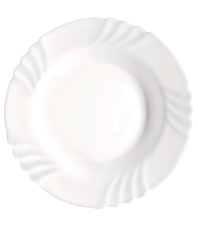 Tradineur - Plato hondo de vidrio opal modelo "Ebro", extra resistente, vajilla de cocina, apto para lavavajillas y microondas (Blanco, Ø 23,3 cm)