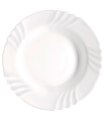 Tradineur - Plato hondo de vidrio opal modelo "Ebro", extra resistente, vajilla de cocina, apto para lavavajillas y microondas (Blanco, Ø 23,3 cm)