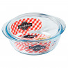 Tradineur - Cacerola redonda de vidrio con tapa, de 11 x 27 x 23 cm, con capacidad de 3 litros. Recipiente de cristal para reali