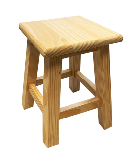 Tradineur - Taburete cuadrado de madera 35,5 x 26 cm, banqueta, asiento de madera con reposapiés para cocina, comedor, restaurante, resistente y duradero