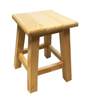 Tradineur - Taburete cuadrado de madera 35,5 x 26 cm, banqueta, asiento de madera con reposapiés para cocina, comedor, restaurante, resistente y duradero