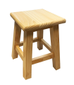 Tradineur - Taburete cuadrado de madera 35,5 x 26 cm, banqueta, asiento de madera con reposapiés para cocina, comedor, restaurante, resistente y duradero