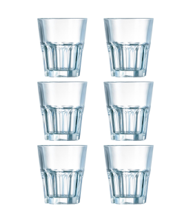 Tradineur - Set 6 vasos de cristal "New America", resistentes, base gruesa, servir agua, licores, bebidas, fiestas, uso diario (30 cl, 9,8 x 8,4 cm)