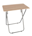 Tradineur - Mesa auxiliar plegable de madera y estructura metálica, 70 x 60 x 40 cm, patas tubulares, conteras antideslizantes, mesa portátil multiusos, jardín, patio, camping, picnic