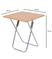 Tradineur - Mesa auxiliar plegable de madera y estructura metálica, 60 x 60 cm, patas tubulares, mesa portátil multiusos, jardín, patio, camping, picnic