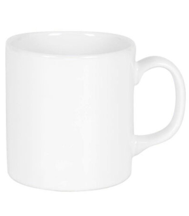 Tradineur - Taza de cerámica para desayuno, café, infusiones, diseño clásico, apta para lavavajillas y microondas (Blanco - 300 ml - 9,5 x 8,2 cm)