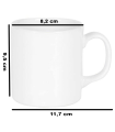 Tradineur - Taza de cerámica para desayuno, café, infusiones, diseño clásico, apta para lavavajillas y microondas (Blanco - 300 ml - 9,5 x 8,2 cm)