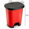 Tradineur - Cubo de basura con pedal - Fabricado en Plástico - Capacidad de 27 Litros - 45 x 38 x 32 cm - Color Rojo y Negro