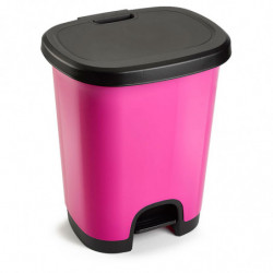 Tradineur - Cubo de basura con pedal - Fabricado en Plástico - Capacidad de 27 Litros - 45 x 38 x 32 cm - Color Rosa y Negro