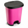 Tradineur - Cubo de basura con pedal - Fabricado en Plástico - Capacidad de 27 Litros - 45 x 38 x 32 cm - Color Rosa y Negro