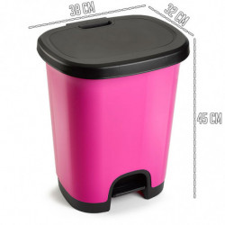 Tradineur - Cubo de basura con pedal - Fabricado en Plástico - Capacidad de 27 Litros - 45 x 38 x 32 cm - Color Rosa y Negro