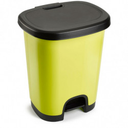 Tradineur - Cubo de basura con pedal - Fabricado en Plástico - Capacidad de 27 Litros - 45 x 38 x 32 cm - Color Amarillo y Negro