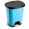 Tradineur - Cubo de basura con pedal - Fabricado en Plástico - Capacidad de 27 Litros - 45 x 38 x 32 cm - Color Azul y Negro