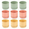 Tradineur - Pack de 3 Macetas con plato integrado - Fabricado en Plástico - Ideales para salones, cocinas, dormitorios, y baños