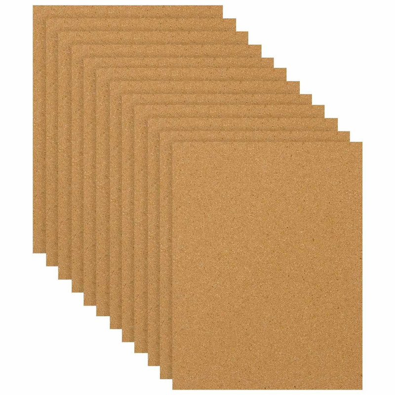 Tradineur - Pack de 12 Láminas de corcho - Grosor de 3 mm - Ideal para decoración, manualidades y organización - 20 x 30 cm 